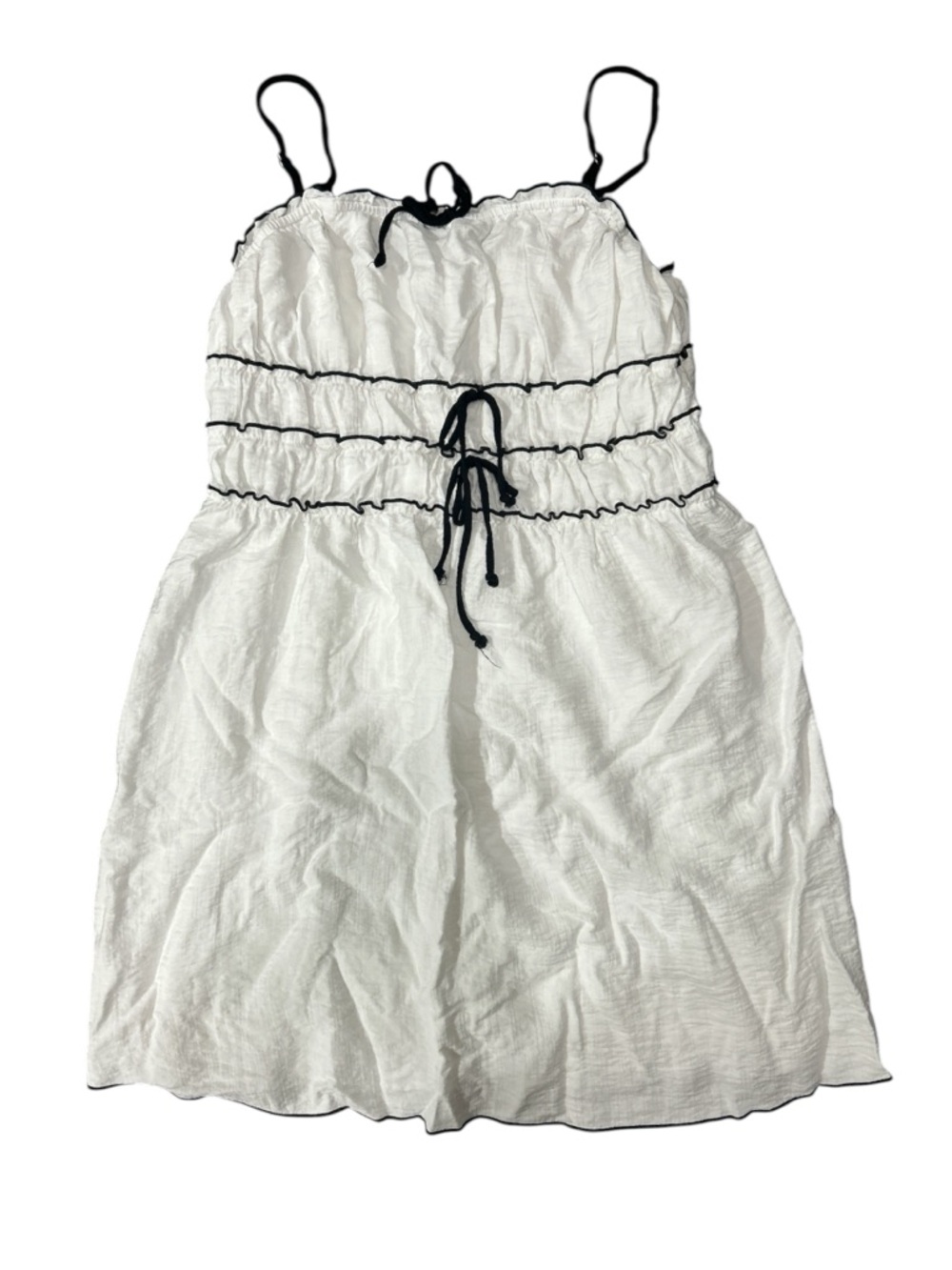 Kirious Los Angeles White Sundress with Black Trim and Adjustable Straps size XL